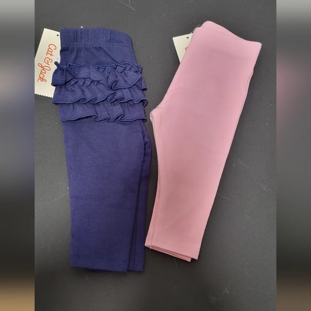 Size 0-3 Months | Cat & Jack Baby Girl Blue And Pink Tights - Picture 2 of 8